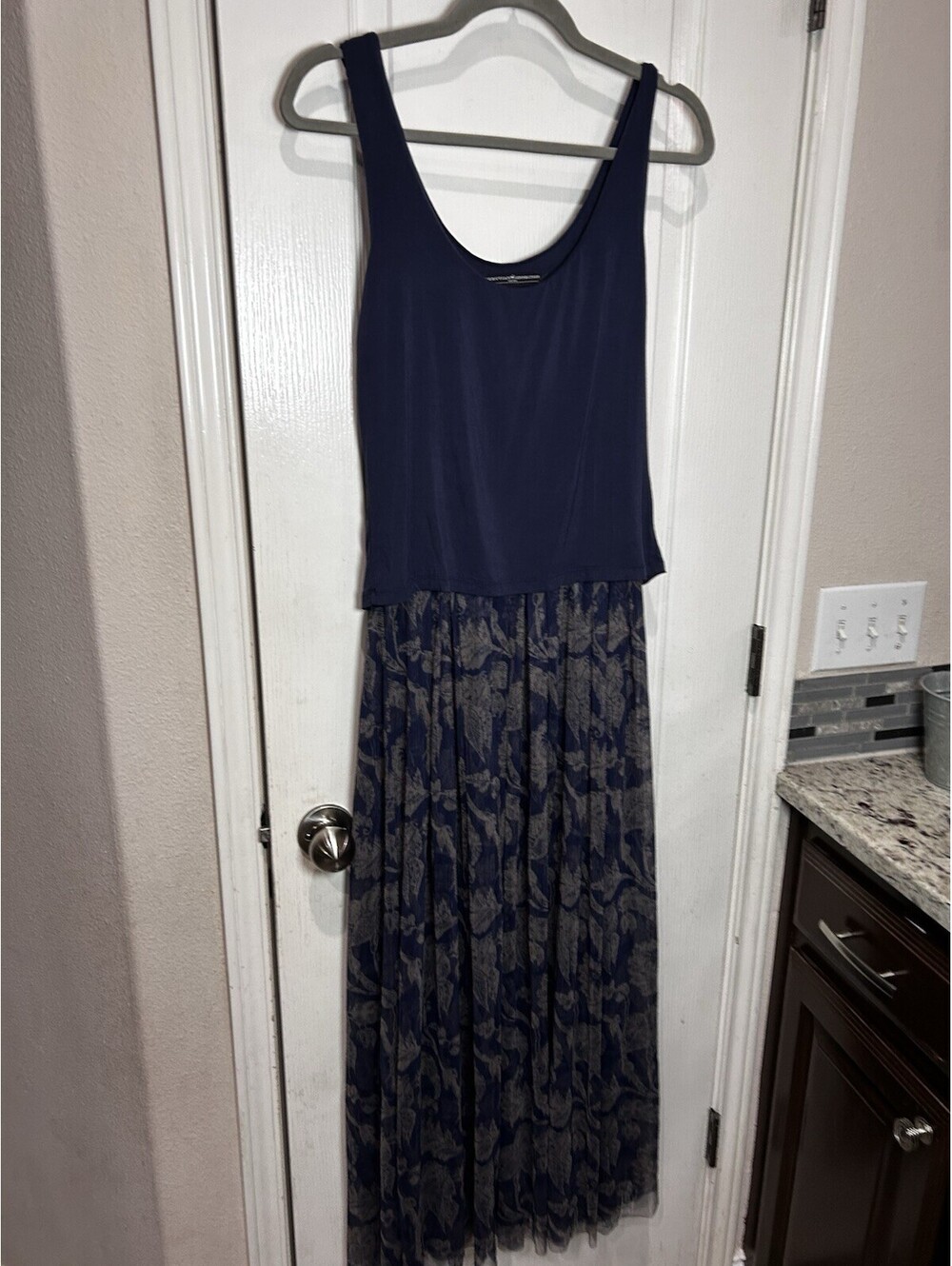 Peruvian Connection Hesperia Maxi Dress Pleated Mesh Tulle Sleeveless Sz M